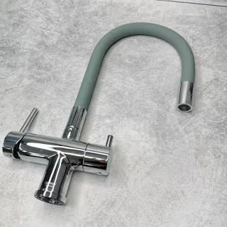 Смеситель для кухни Gappo G4398-30 под фильтр с гибким изливом серый/хром